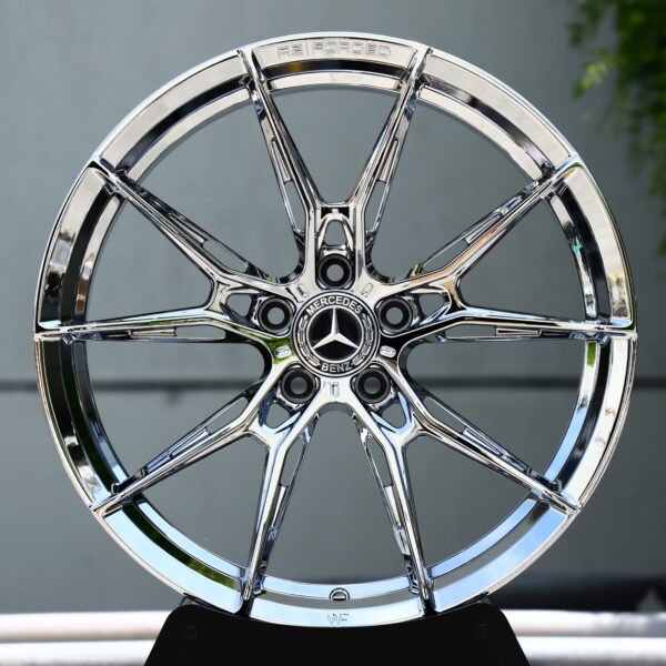 Mercedes-Benz S-Class wheels – Chrome Silver 10-Spoke Y-Design (Mercedes-Benz OEM-Style), front view