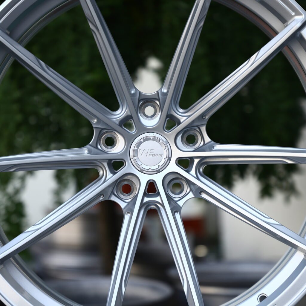 WF Full Polished Chrome Silver 10-Spoke Y-Design Forged Wheels – Mercedes-Benz S-Class Maybach, 5x112 bolt pattern, lip and barrel detail