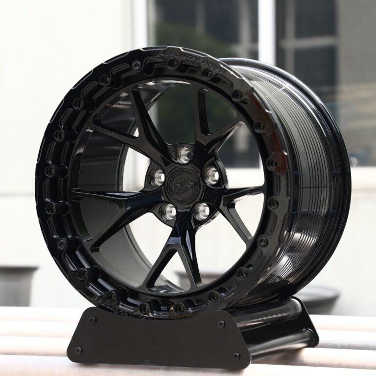 Ford Mustang wheels – Gloss Black 10-Spoke Beadlock (Absolute Forged-Style), front view