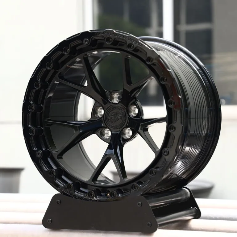 Absolute Forged-Style Gloss Black 10-Spoke Beadlock Forged Wheels – Ford Mustang / Corvette C7, front view
