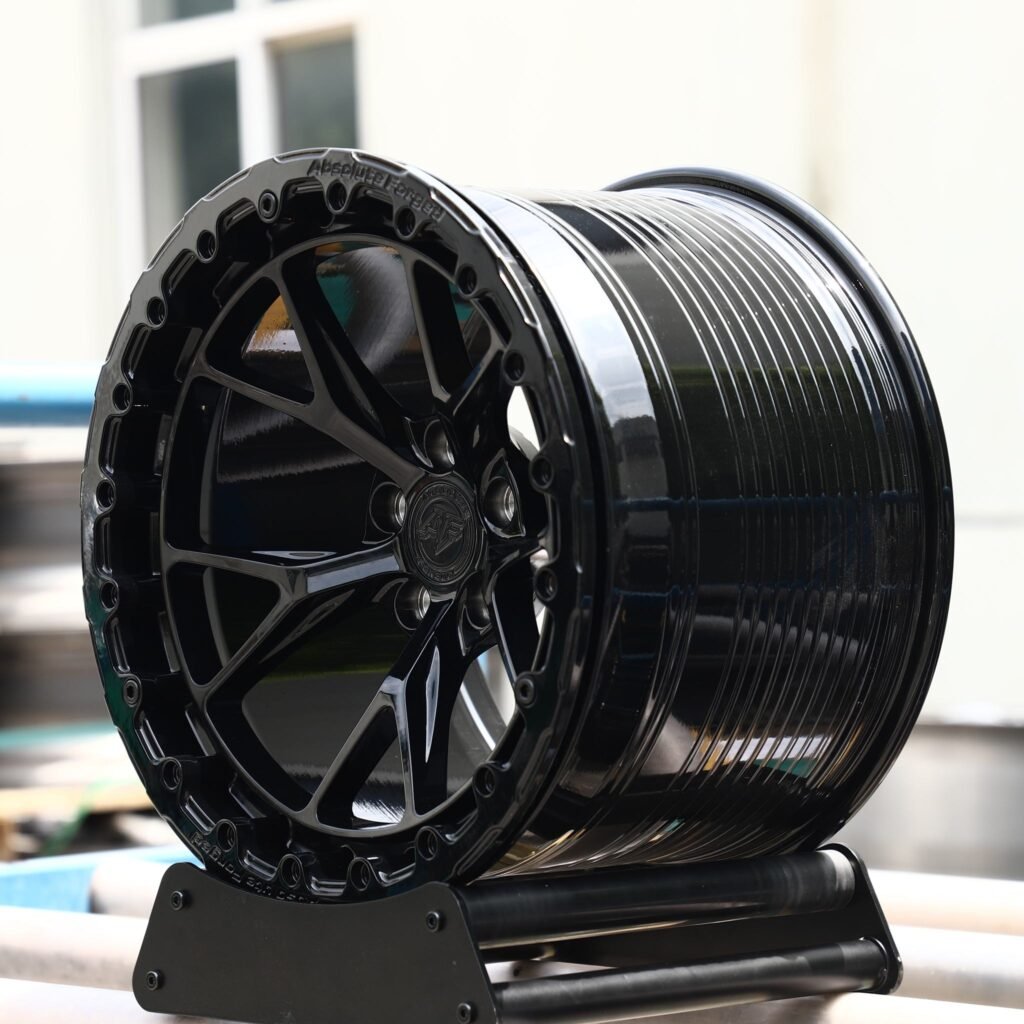 Chevrolet Corvette C7 wheels – Gloss Black 10-Spoke Beadlock (Absolute Forged-Style), angled view