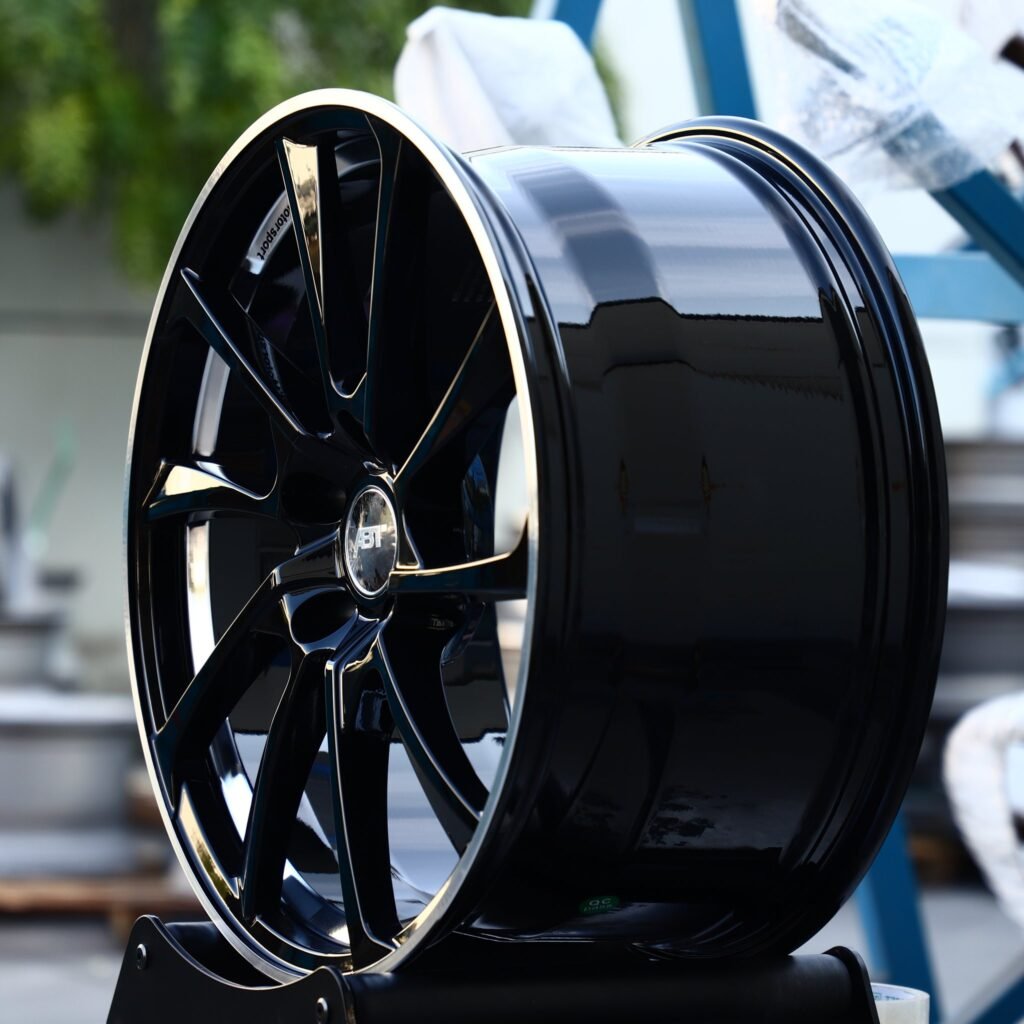 5x112 wheels – ABT Matte Silver Directional Milled Machined Lip, side view