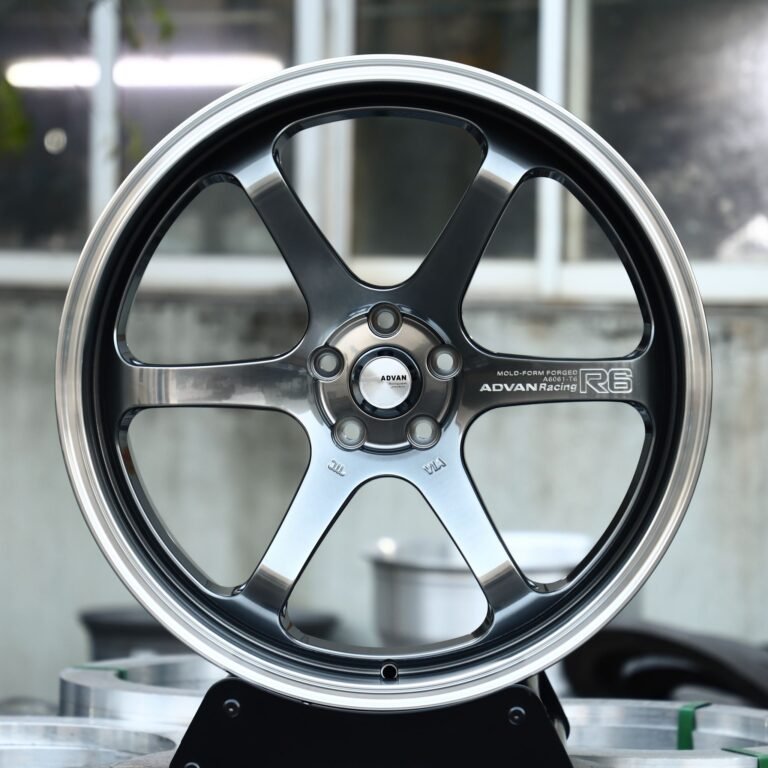 Toyota GR86 wheels – Bright Gray 6-Spoke Deep Lip (Advan Racing GT-Style), front view