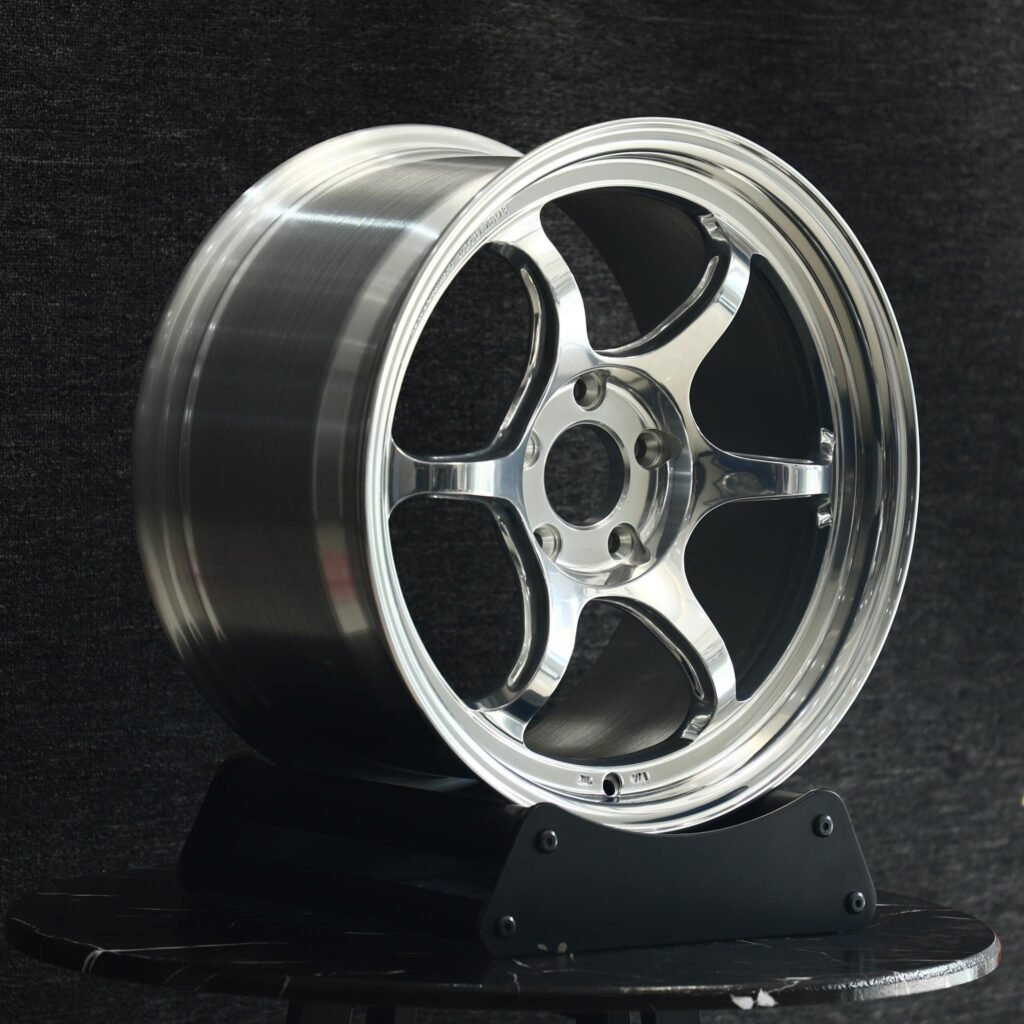 Toyota GR86 wheels – Advan Racing Bright Silver 6-Spoke Deep Lip, angled view