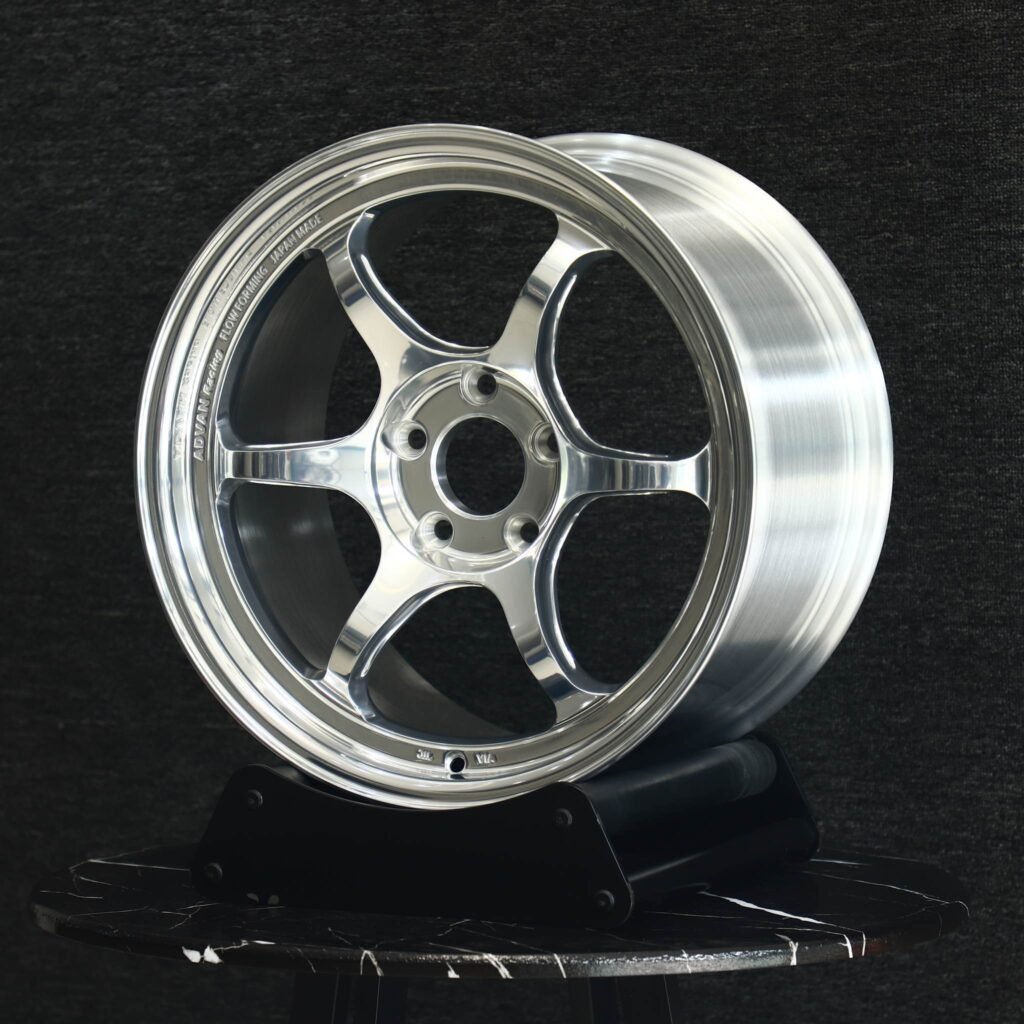 5x114.3 wheels – Advan Racing Bright Silver 6-Spoke Deep Lip, side view