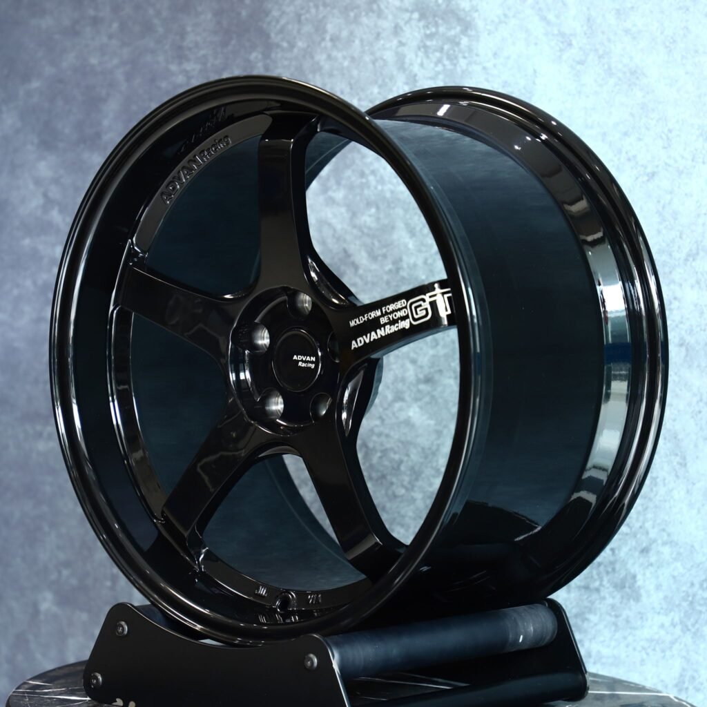 5x114.3 wheels – Advan Racing Gloss Black 5-Spoke, side view