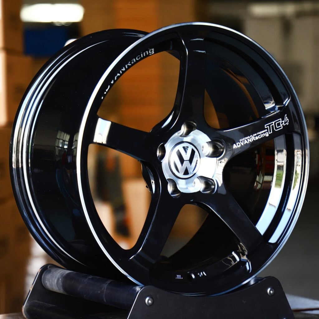 Advan Racing Gloss Black Custom Racing Forged Wheels - Volkswagen Golf / Volkswagen Passat Fitment (5-Lug) view 2