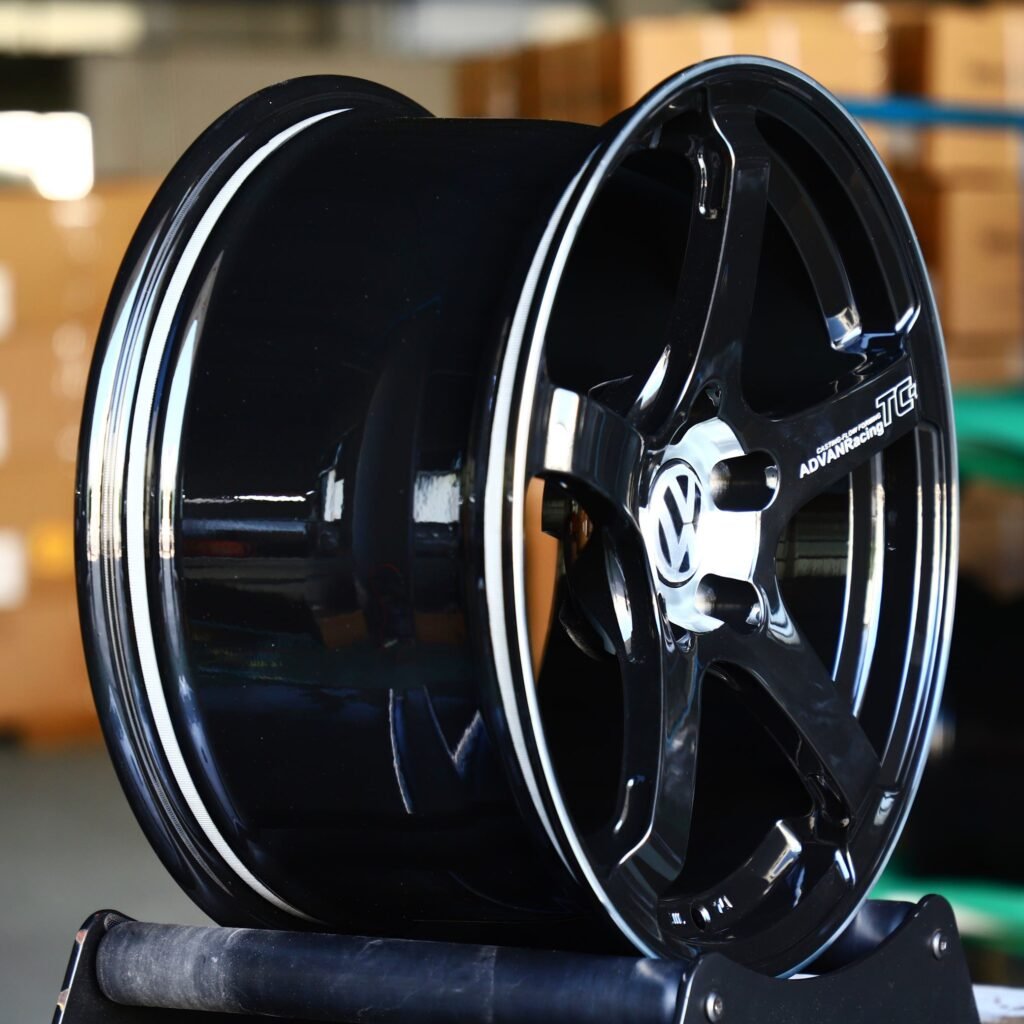 Advan Racing Gloss Black Custom Racing Forged Wheels - Volkswagen Golf / Volkswagen Passat Fitment (5-Lug) view 3