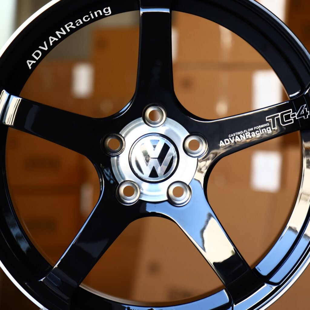 Advan Racing Gloss Black Custom Racing Forged Wheels - Volkswagen Golf / Volkswagen Passat Fitment (5-Lug) view 4