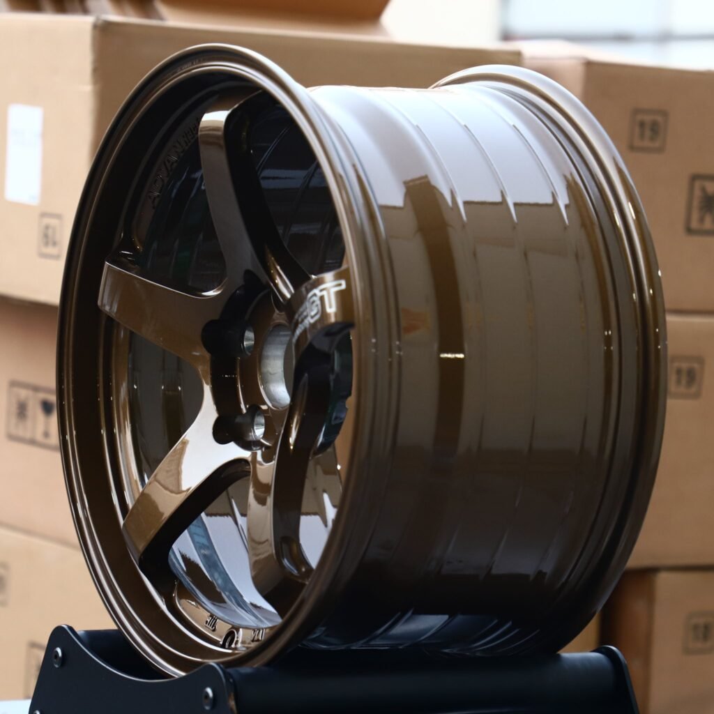 5x114.3 wheels – Advan Racing Gloss Bronze 5-Spoke, side view