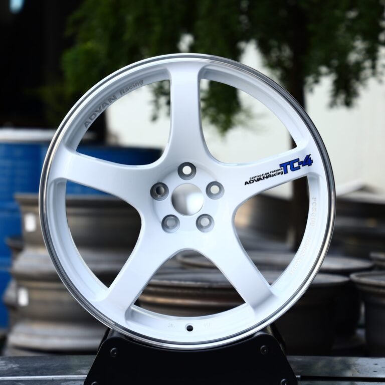 Honda S2000 wheels – Advan Racing Gloss White 5-Spoke Racing, front view