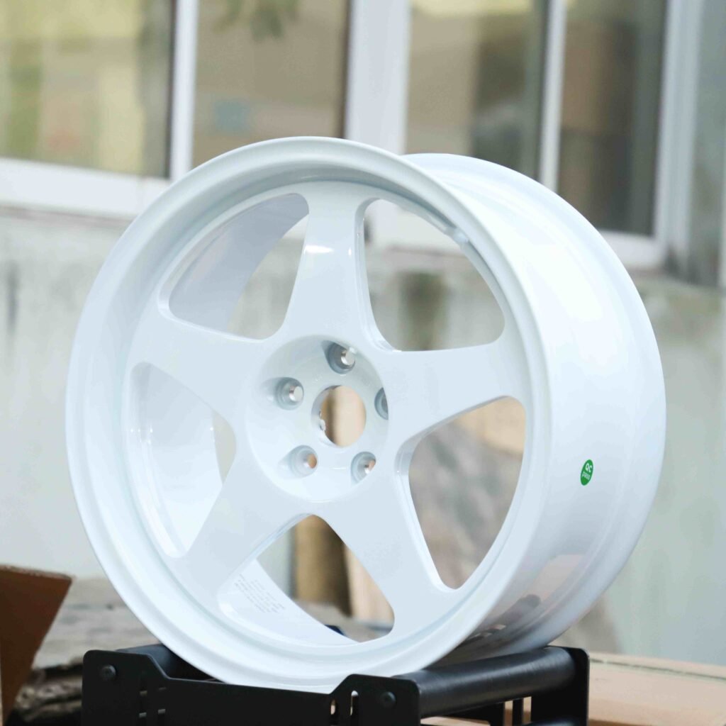 5x114.3 wheels – Advan Racing Gloss White 5-Spoke, side view