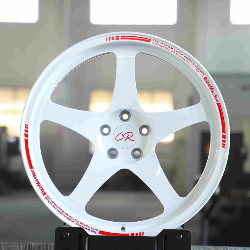 Honda S2000 wheels – Advan Racing Gloss White 5-Spoke, front view