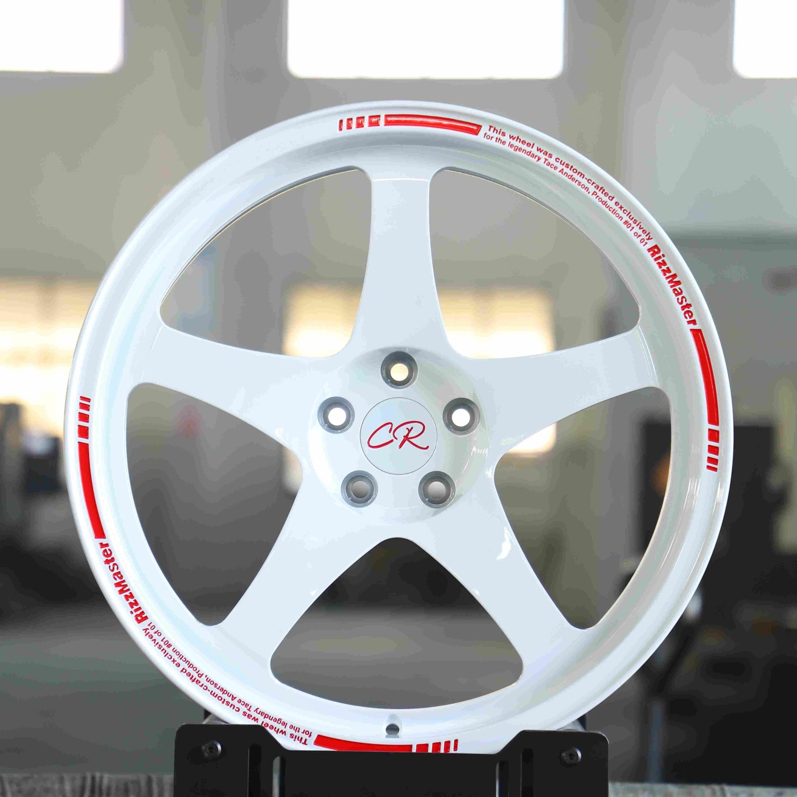 Honda S2000 wheels – Advan Racing Gloss White 5-Spoke, front view