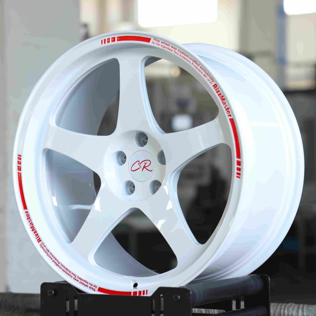 5x114.3 wheels – Advan Racing Gloss White 5-Spoke, side view
