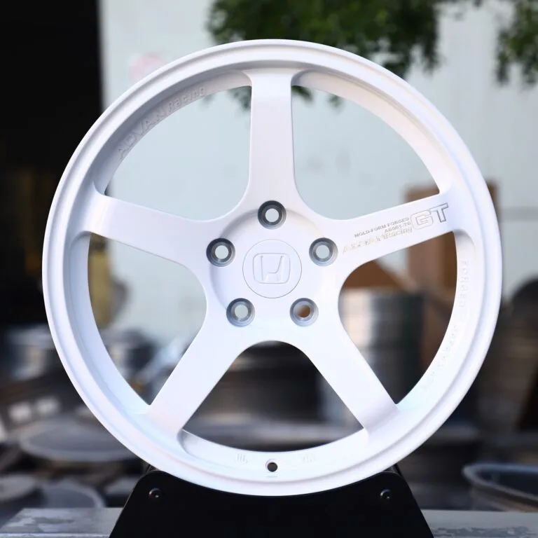 Toyota GR86 wheels – Gloss White Custom (Advan Racing GT-Style), front view