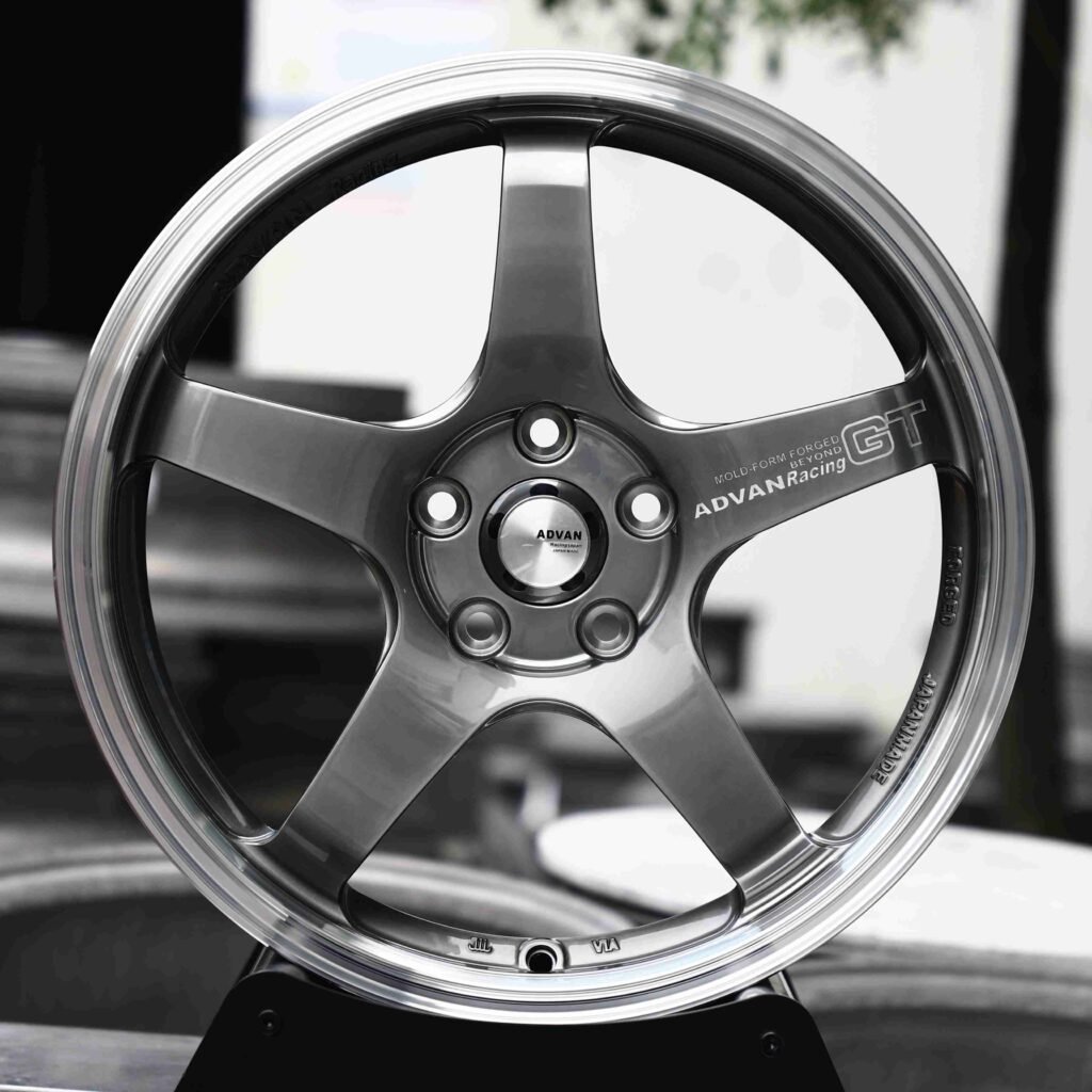 Toyota GR86 wheels – Metallic Gray 5-Spoke (Advan Racing GT-Style), front view