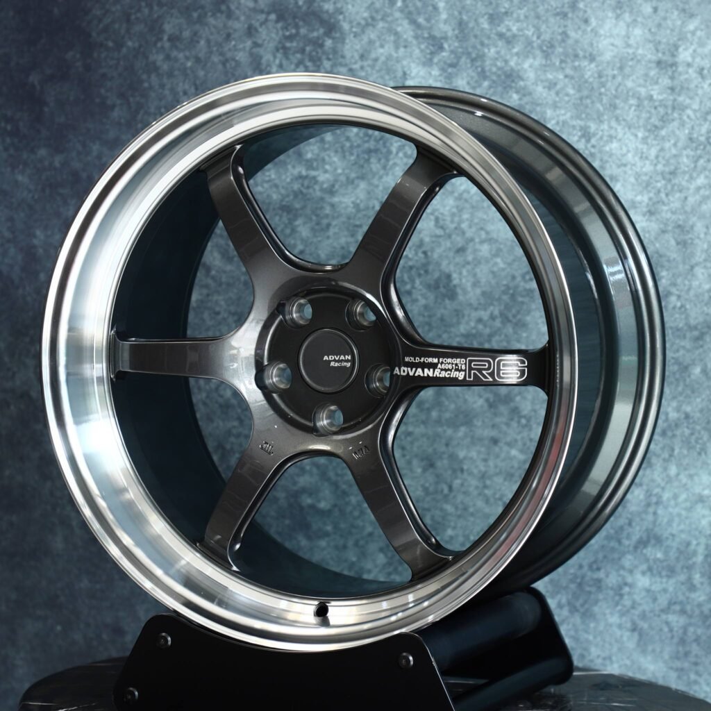 Toyota GR86 wheels – Advan Racing Matte Silver 6-Spoke Deep Lip, angled view
