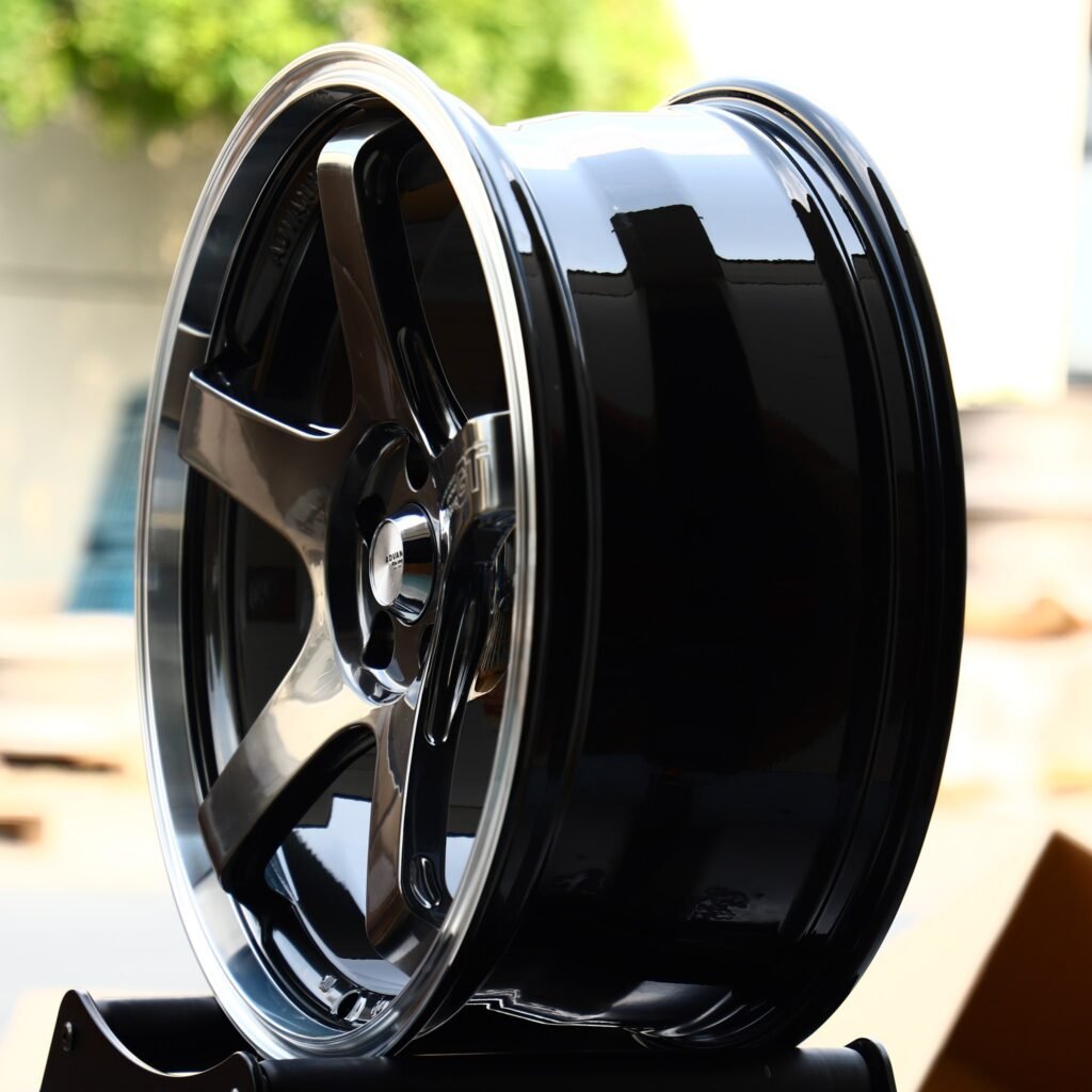5x100 wheels – Metallic Gray 5-Spoke Deep Lip (Advan Racing GT-Style), side view
