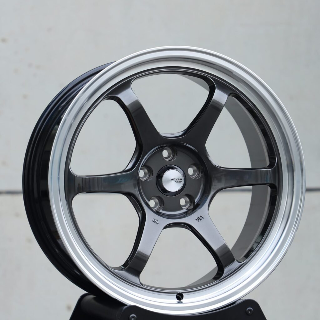 Toyota GR86 wheels – Advan Racing Metallic Gray 6-Spoke Deep Lip, angled view