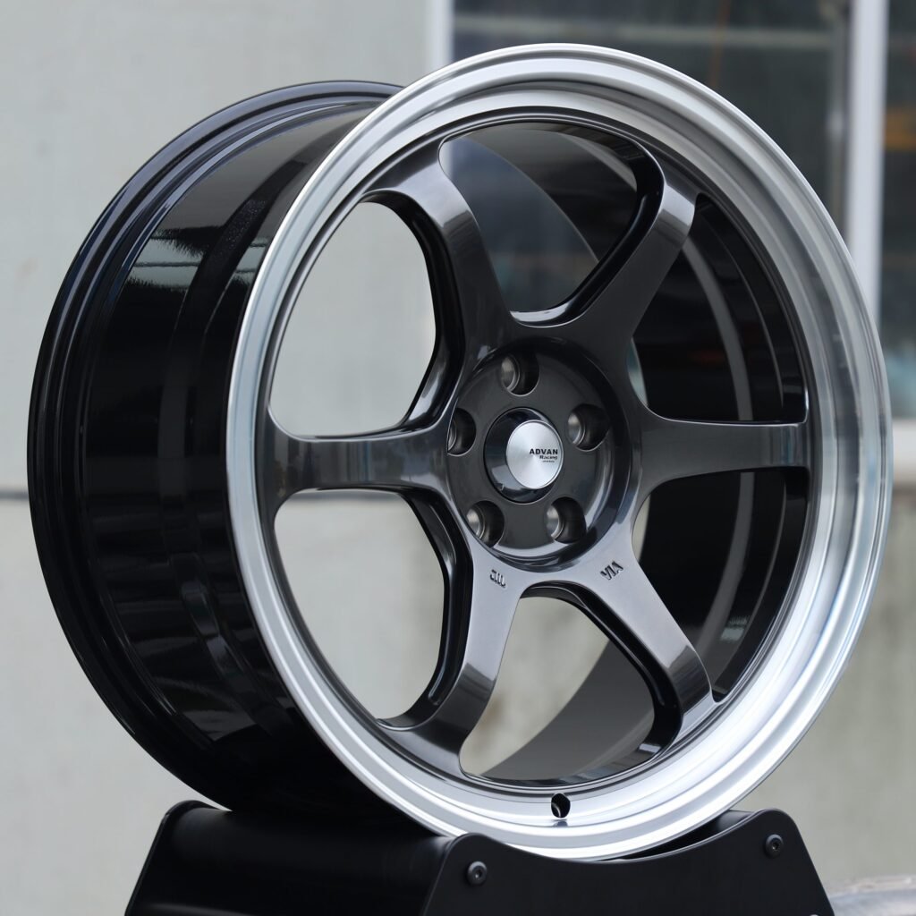 5x114.3 wheels – Advan Racing Metallic Gray 6-Spoke Deep Lip, side view