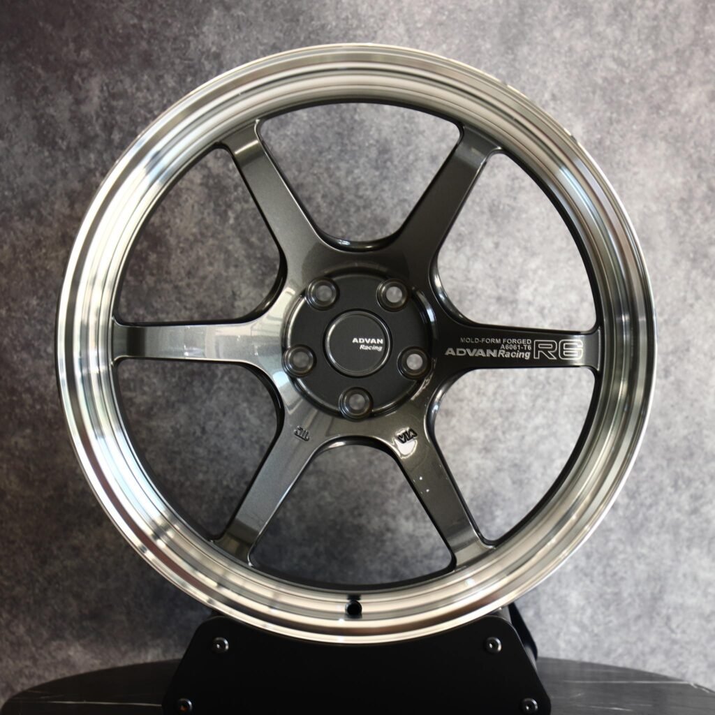 Honda S2000 wheels – Advan Racing Metallic Gray 6-Spoke Deep Lip, front view