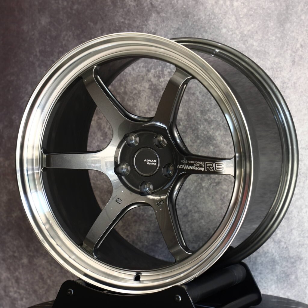 Toyota GR86 wheels – Advan Racing Metallic Gray 6-Spoke Deep Lip, angled view