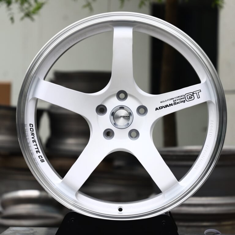 Porsche 911 wheels – Silver 5-Spoke (Advan Racing-Style), front view
