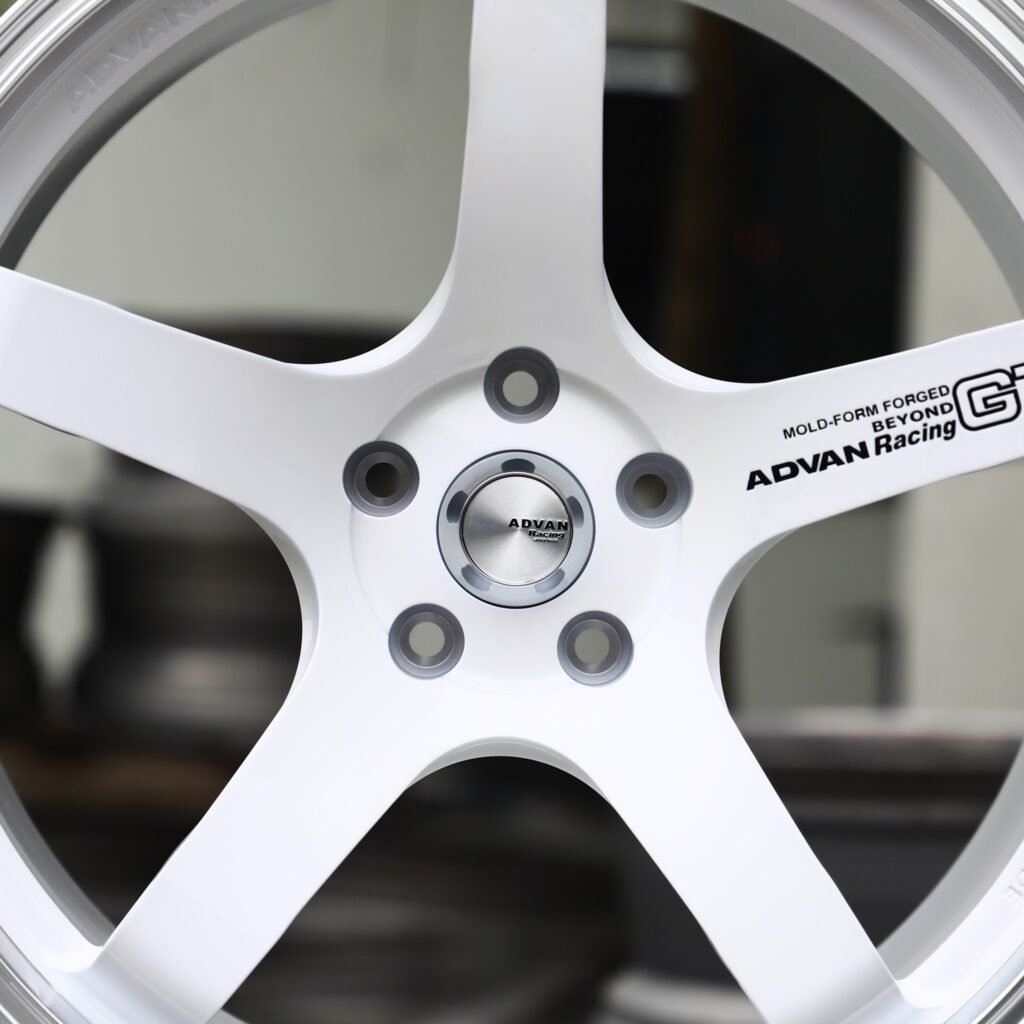 Toyota GR Supra wheels – Silver 5-Spoke (Advan Racing-Style), lip and barrel detail