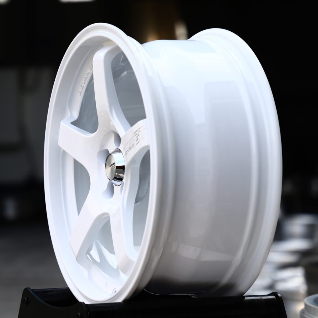 5x130 wheels – Gloss White 5-Spoke (Advan-Style), side view