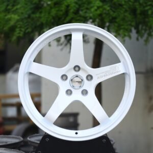 Advan-Style Gloss White 5-Spoke Forged Wheels – Toyota GR86 / Honda Civic Type R Fitment (5-Lug)