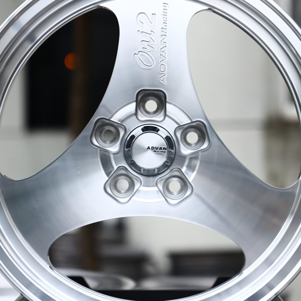Toyota GR Supra wheels – Matte Silver 3-Spoke (Advan-Style), lip and barrel detail