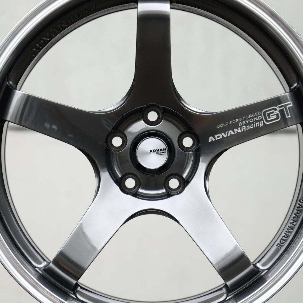 Toyota GR Supra wheels – Metallic Gray 5-Spoke (Advan-Style), lip and barrel detail