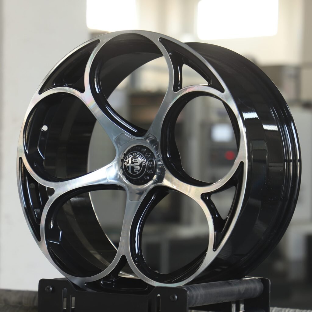 Alfa Romeo Style Gloss Black 5-Spoke Forged Wheels - Alfa Romeo Giulia / Alfa Romeo Stelvio Fitment (5-Lug) view 3