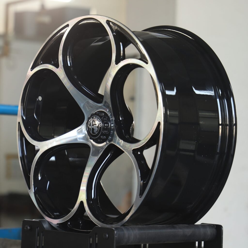 Alfa Romeo Style Gloss Black 5-Spoke Forged Wheels - Alfa Romeo Giulia / Alfa Romeo Stelvio Fitment (5-Lug) view 4