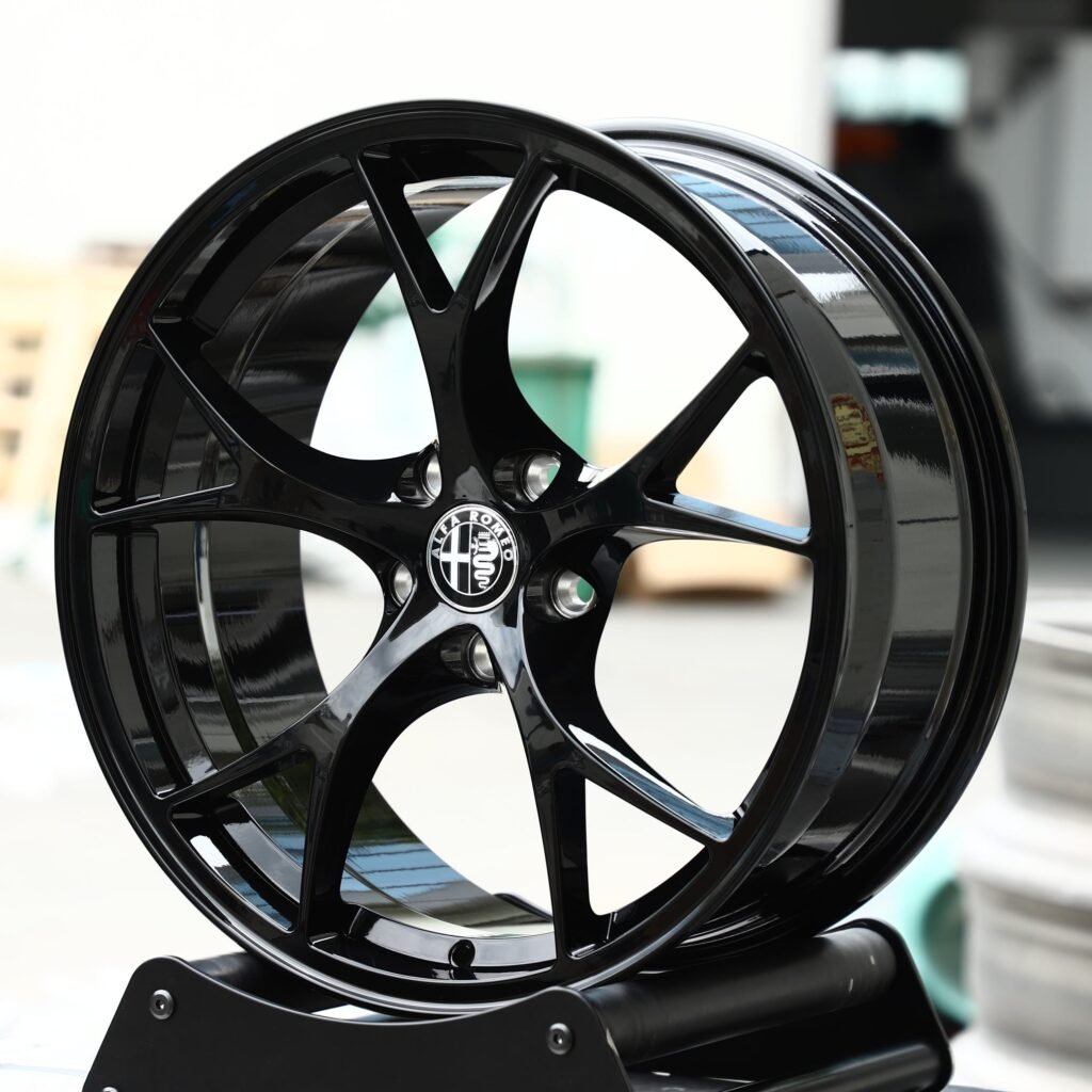 Alfa Romeo Style Gloss Black Custom Forged Wheels - Alfa Romeo Giulia / Alfa Romeo Stelvio Fitment (5-Lug) view 2