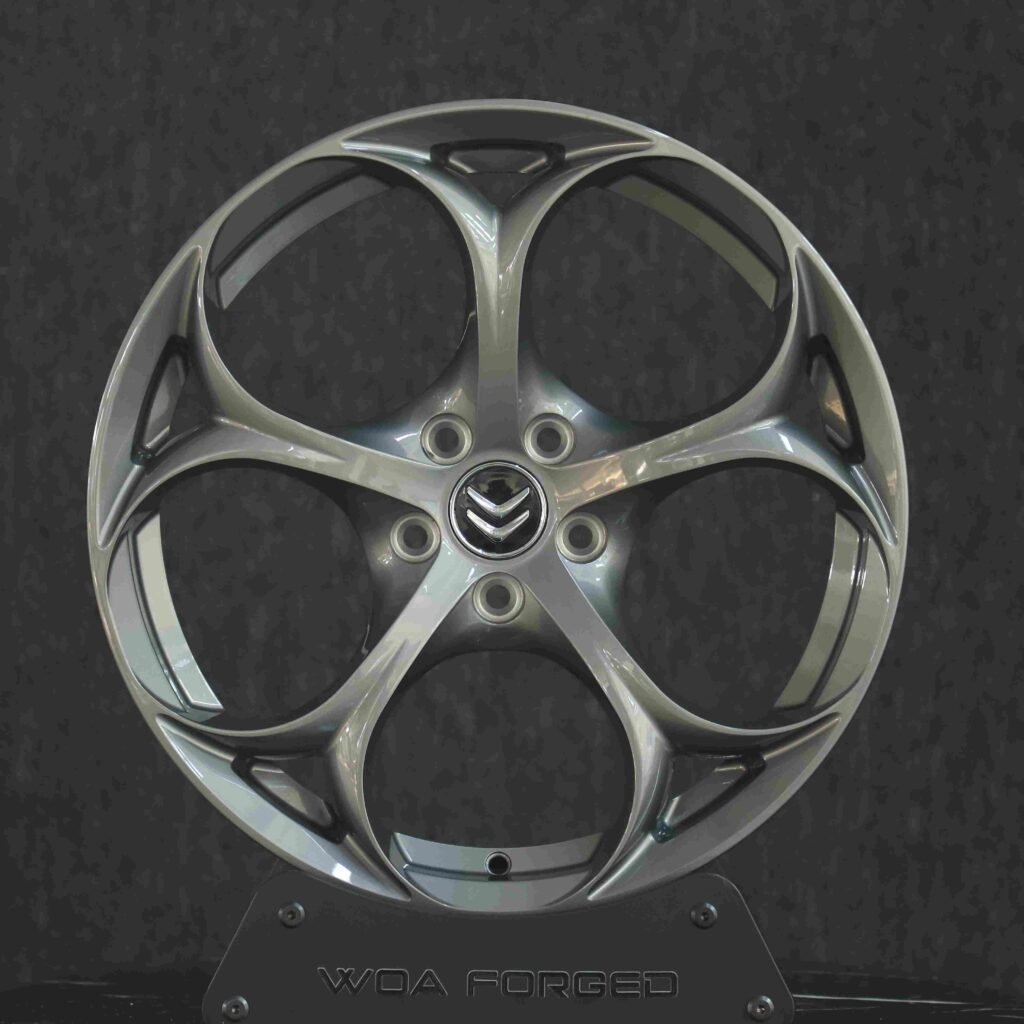 Alfa Romeo Style Metallic Gray 5-Spoke Forged Wheels - Alfa Romeo Giulia / Citroen C5 Fitment (5-Lug) Monoblock forged wheel
