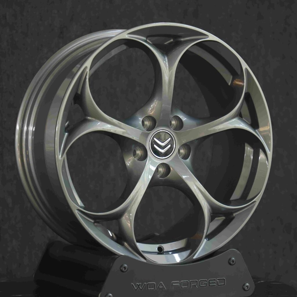 Alfa Romeo Style Metallic Gray 5-Spoke Forged Wheels - Alfa Romeo Giulia / Citroen C5 Fitment (5-Lug) view 3