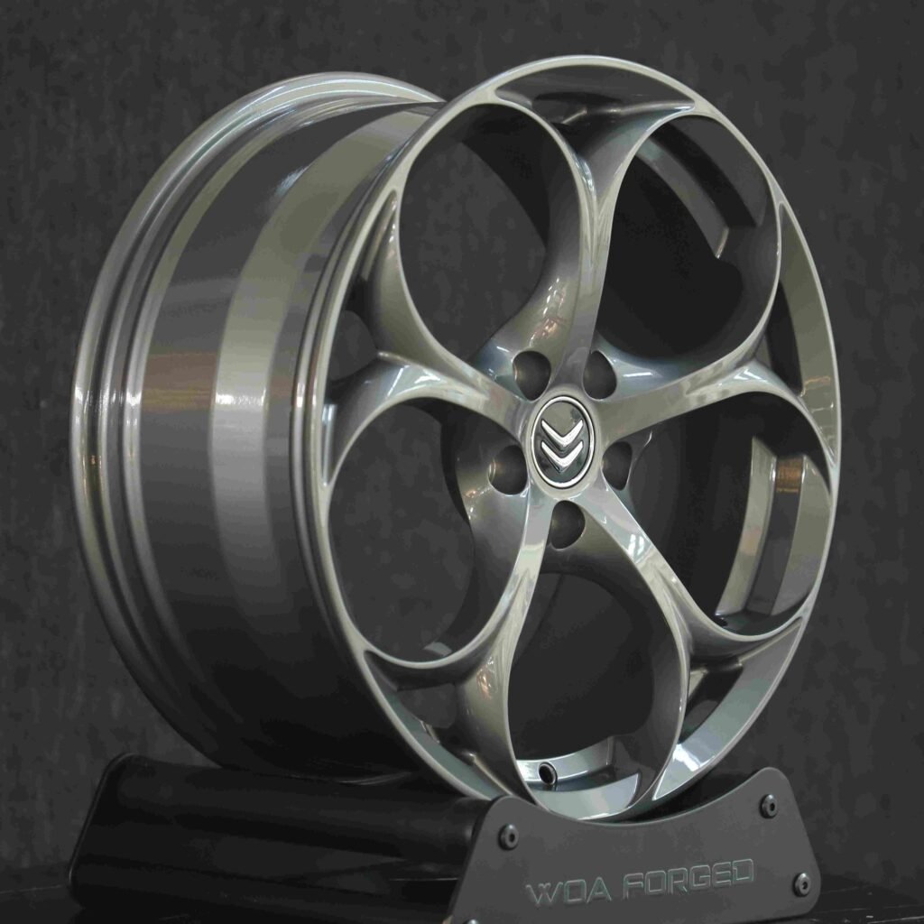 Alfa Romeo Style Metallic Gray 5-Spoke Forged Wheels - Alfa Romeo Giulia / Citroen C5 Fitment (5-Lug) view 4