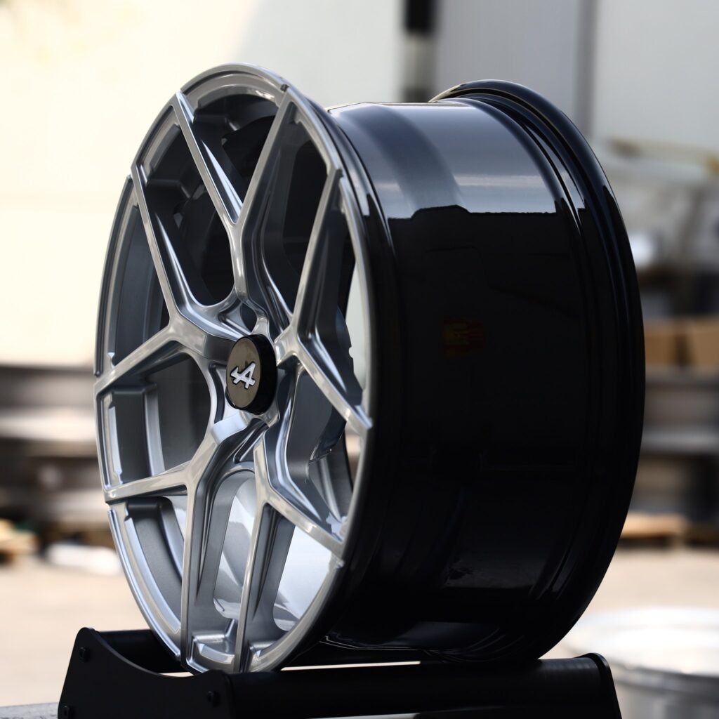 5x114.3 wheels – Hyper Silver 5 Y-Spoke (Alpine OEM-Style), side view