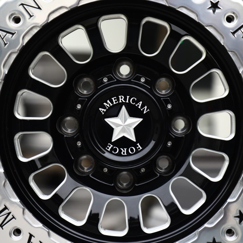 Chevrolet Silverado 2500HD wheels – Gloss Black / Polished Beadlock (American Force-Style), lip and barrel detail