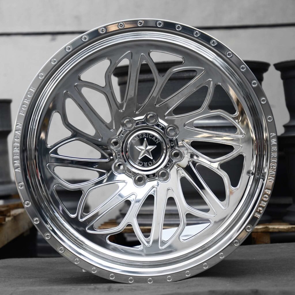 Ford F-250 Super Duty wheels – Mirror Polished H-Type 12-Spoke (American Force-Style), front view