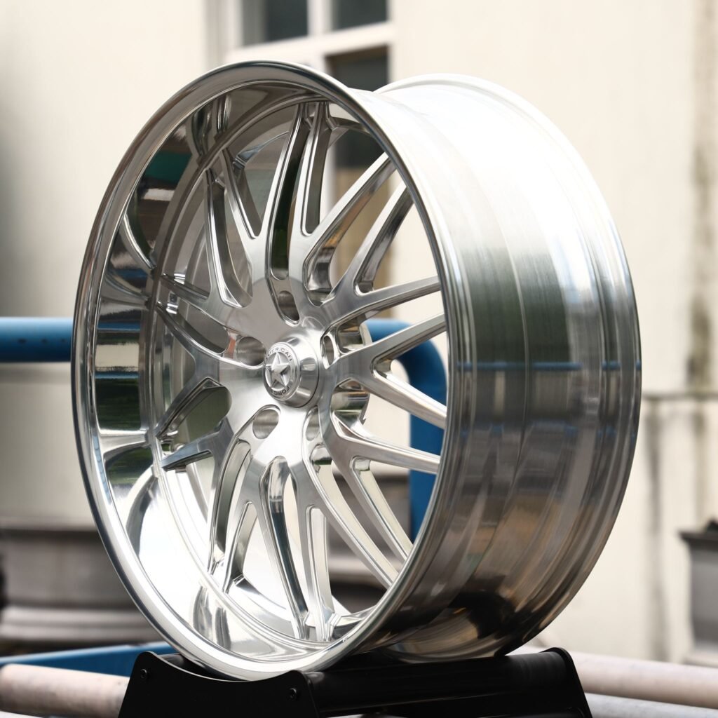 6x135 wheels – Mirror Polished Mesh Multi-Spoke (American Force-Style), side view