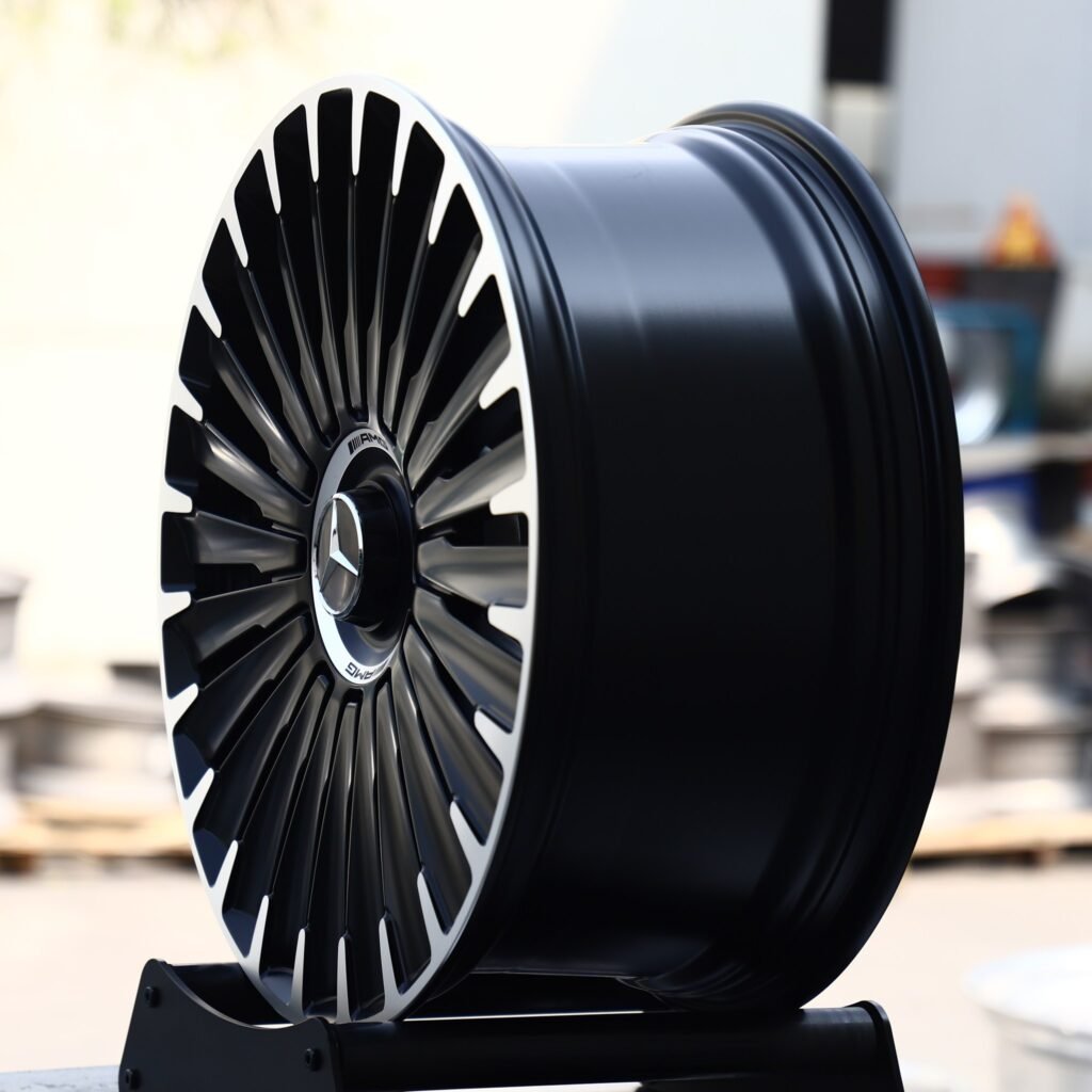 5x112 wheels – Gloss Black Machined Turbine Multi-Spoke (AMG-Style), side view