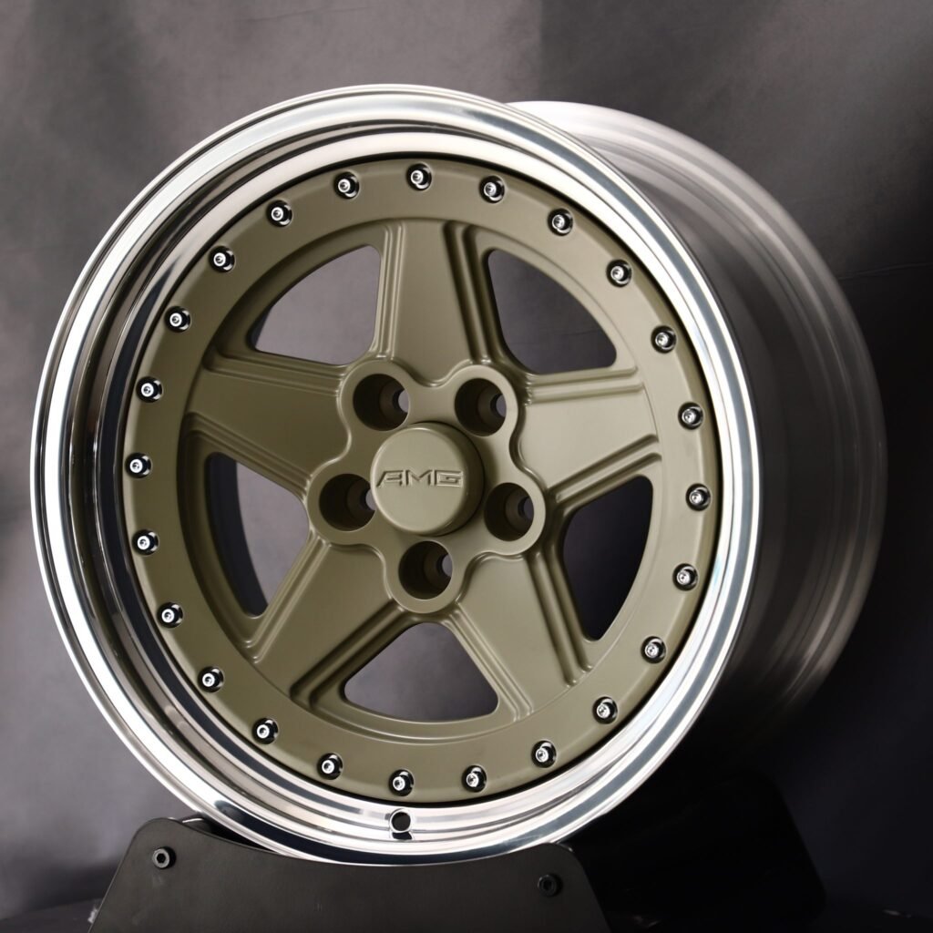 Mercedes-Benz S-Class wheels – Matte Olive 5-Spoke Deep Dish 2-Piece (AMG-Style), angled view