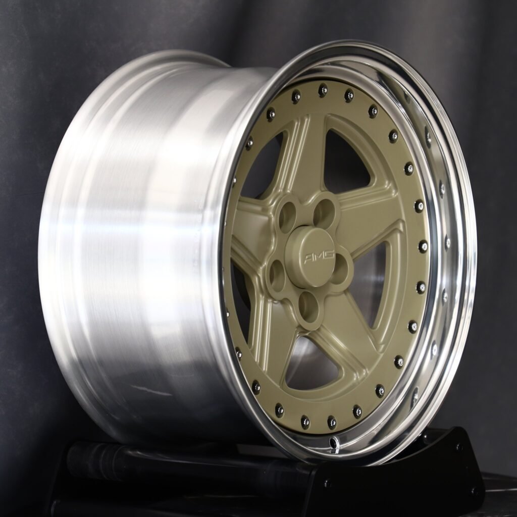5x112 wheels – Matte Olive 5-Spoke Deep Dish 2-Piece (AMG-Style), side view