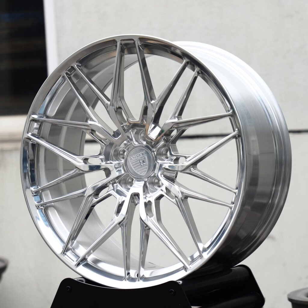 BMW M3 wheels – Mirror Polished 10 Y-Spoke Mesh (Anrky-Style), angled view