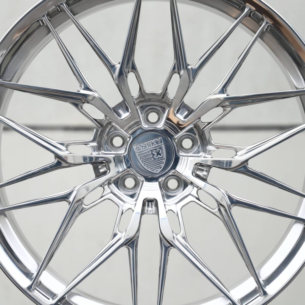 BMW M4 F82 wheels – Mirror Polished 10 Y-Spoke Mesh (Anrky-Style), lip and barrel detail