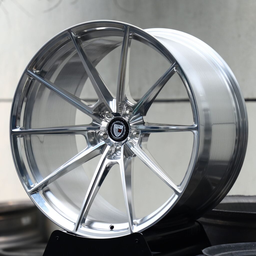 BMW M3 wheels – Mirror Polished 8-Spoke (Anrky-Style), angled view