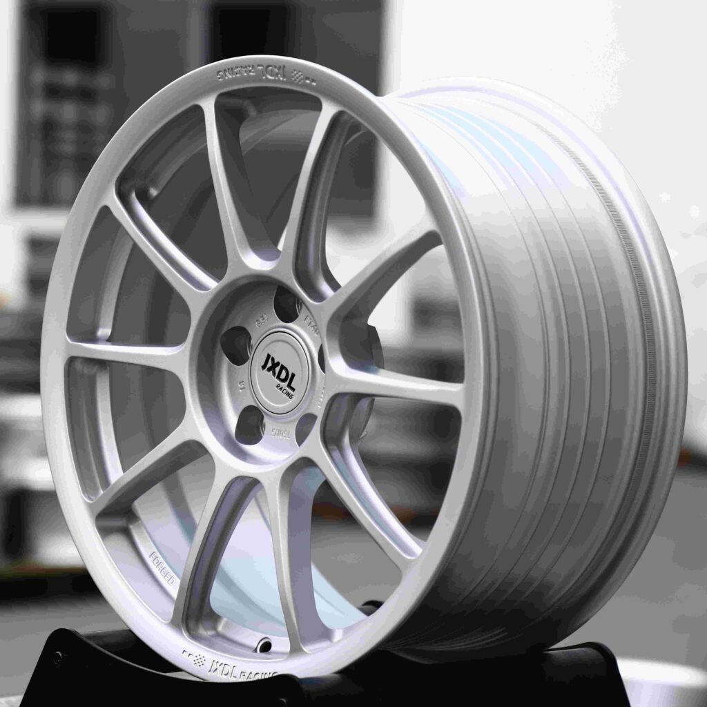 5x120 wheels – Matte Silver (APEX ARC-8-Style), side view
